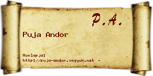 Puja Andor névjegykártya