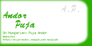 andor puja business card
